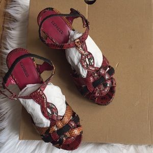 Express snake print wedge sandals